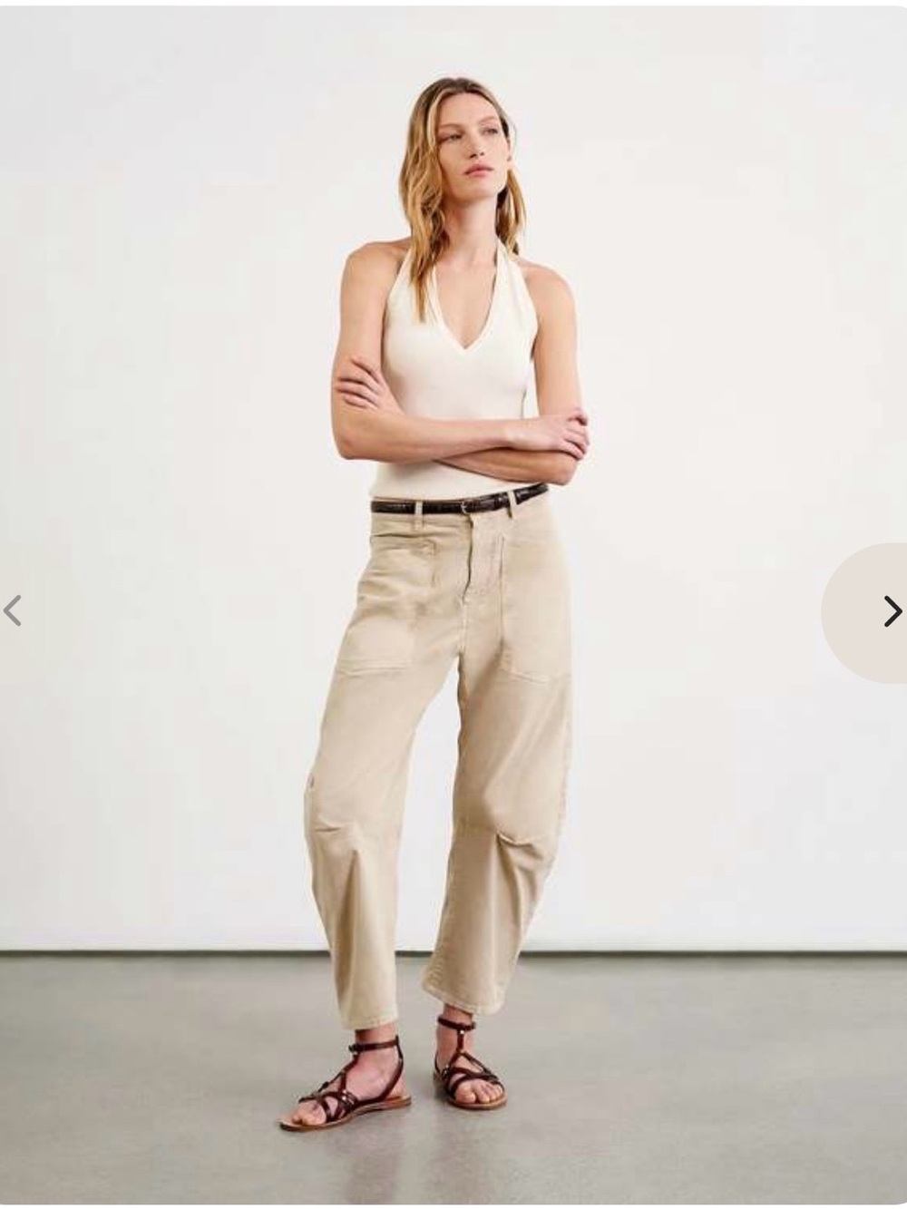 Nili Lotan Shon Relaxed Barrel-Leg Pant in Sandstone Size 0